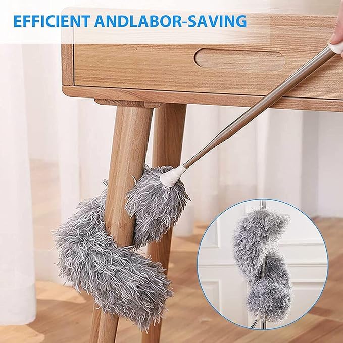 Tirth shop Microfiber Duster for Cleaning with Extension PoleStainless Steel Extra Long 100 inches with Bendable Head Extendable Duster for Cleaning High Ceiling Fan Cars pack of 1 - Image 4