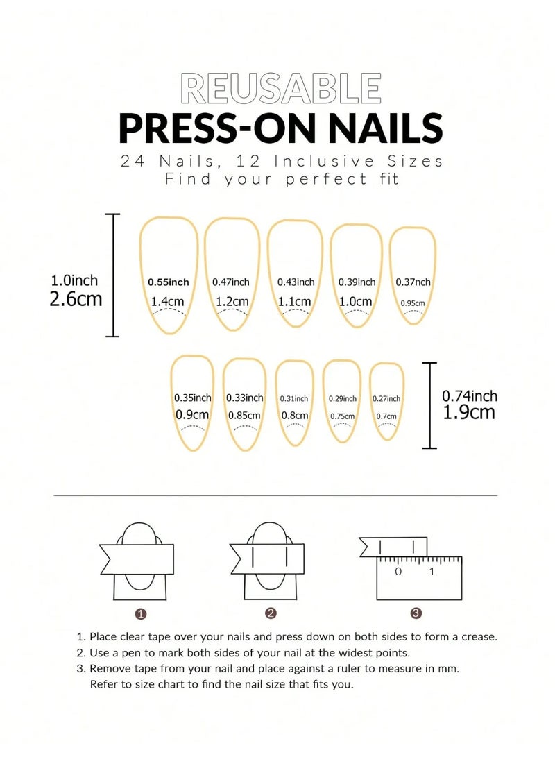 Almond shaped fake nails. The box contains 24 nails with a nail file and glue - Image 5