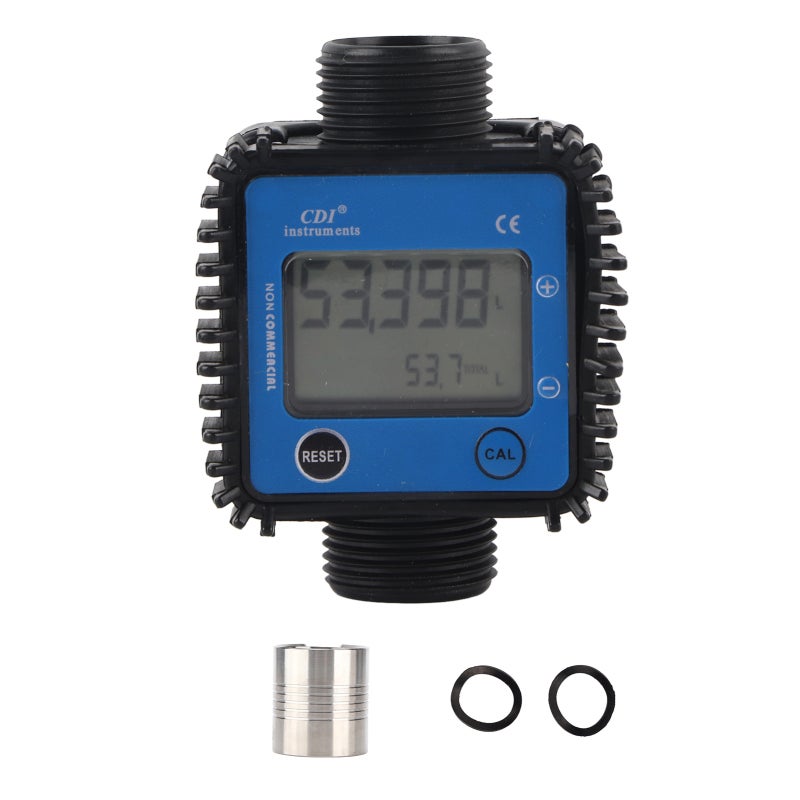 Digital LCD Turbine Flow Meter 4 Unit Liter Gallon Pint Quart - High Accuracy ±1% Fuel Flowmeter for Methanol Kerosene Diesel Urea Water Measurement - Image 1