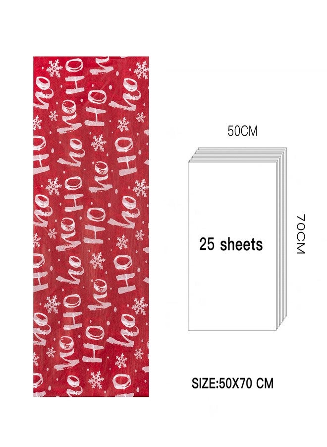 WRAPAHOLIC Christmas Wrapping Tissue Paper - 25 Sheets 19.7x27.5 Inch Red and White Ho Ho Ho Script Design Paper for Packing, DIY Crafts - Image 3