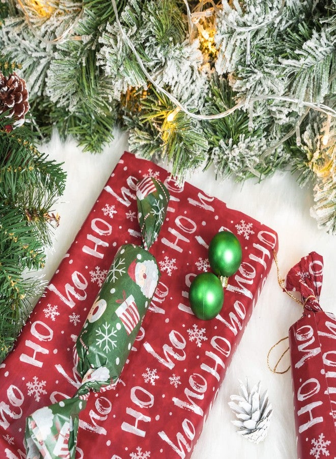 WRAPAHOLIC Christmas Wrapping Tissue Paper - 25 Sheets 19.7x27.5 Inch Red and White Ho Ho Ho Script Design Paper for Packing, DIY Crafts - Image 4