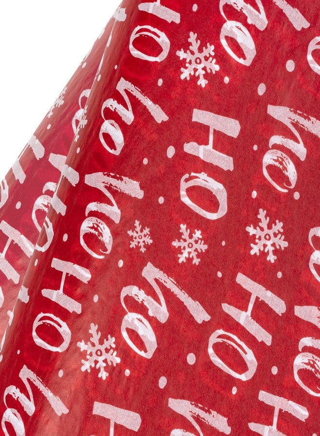 WRAPAHOLIC Christmas Wrapping Tissue Paper - 25 Sheets 19.7x27.5 Inch Red and White Ho Ho Ho Script Design Paper for Packing, DIY Crafts - Image 1