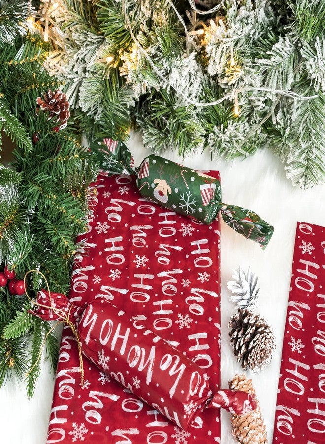 WRAPAHOLIC Christmas Wrapping Tissue Paper - 25 Sheets 19.7x27.5 Inch Red and White Ho Ho Ho Script Design Paper for Packing, DIY Crafts - Image 5