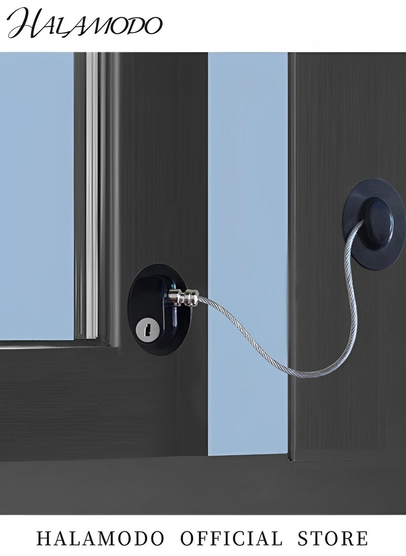 HALAMODO - Stainless Steel Window Chain Lock Window Door Lock Restrictors Child Safety Security Chain Lock Strong Adhesive No Drilling Chain Lock  Anti Theft Lock with Key for Fridge & Washer & Cabinet & Window - Image 1