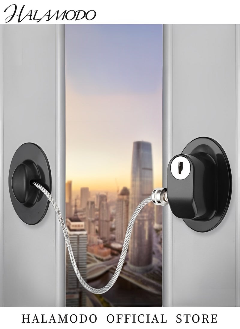 HALAMODO - Stainless Steel Window Chain Lock Window Door Lock Restrictors Child Safety Security Chain Lock Strong Adhesive No Drilling Chain Lock  Anti Theft Lock with Key for Fridge & Washer & Cabinet & Window - Image 1
