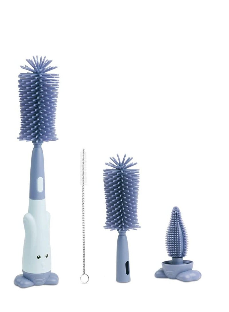 Baby Bottle Brush, 3 in 1 Cleaning Feeding Nipple Mini Cleaner, Silicone Brush for Water Bottles Glass Cup Thermoses - Image 1