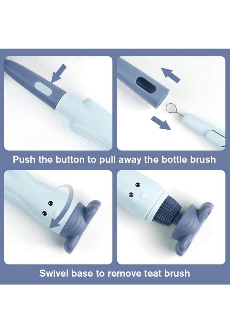 Baby Bottle Brush, 3 in 1 Cleaning Feeding Nipple Mini Cleaner, Silicone Brush for Water Bottles Glass Cup Thermoses - Image 3
