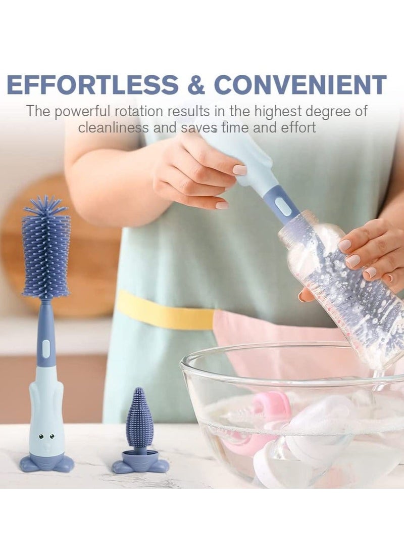 Baby Bottle Brush, 3 in 1 Cleaning Feeding Nipple Mini Cleaner, Silicone Brush for Water Bottles Glass Cup Thermoses - Image 4