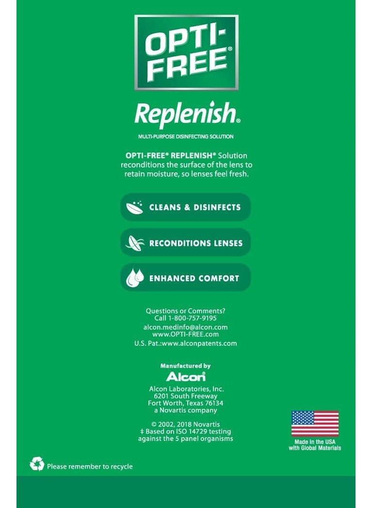 أوبتي - فري محلول ريبلينش متعدد الأغراض لتنظيف وتطهير العدسات اللاصقة، عبوة من قطعتين، 10 أونصة - Image 2