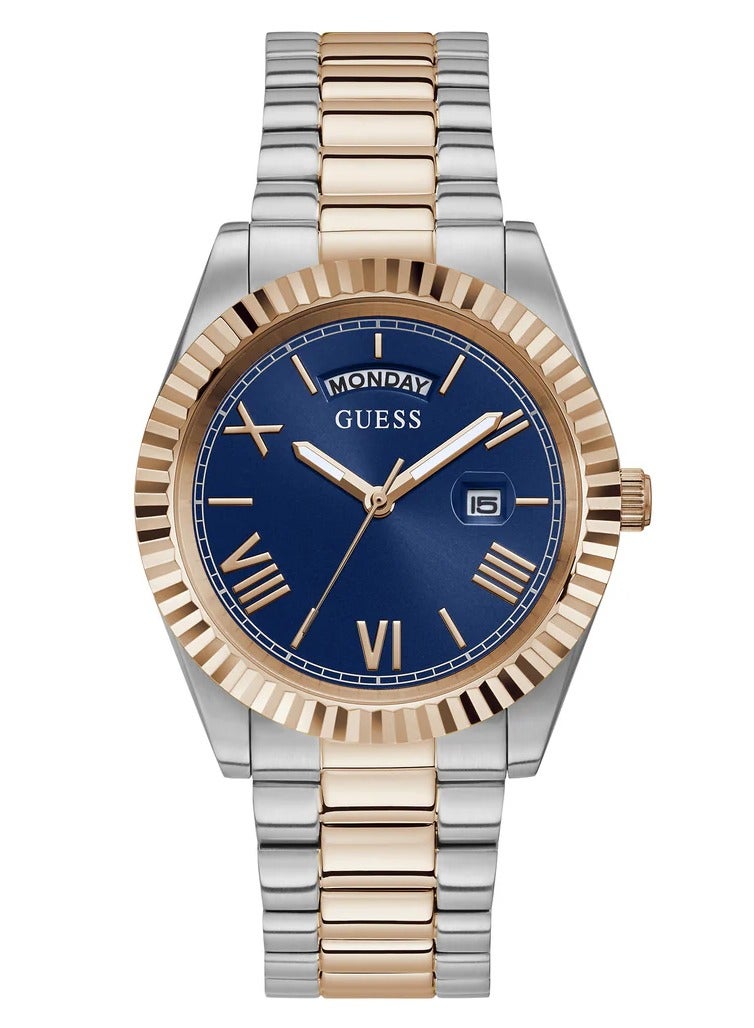 GUESS Men's Stainless Steel Analog Blue Dial Two-Tone Band Watch-GW0265G12 - Image 1