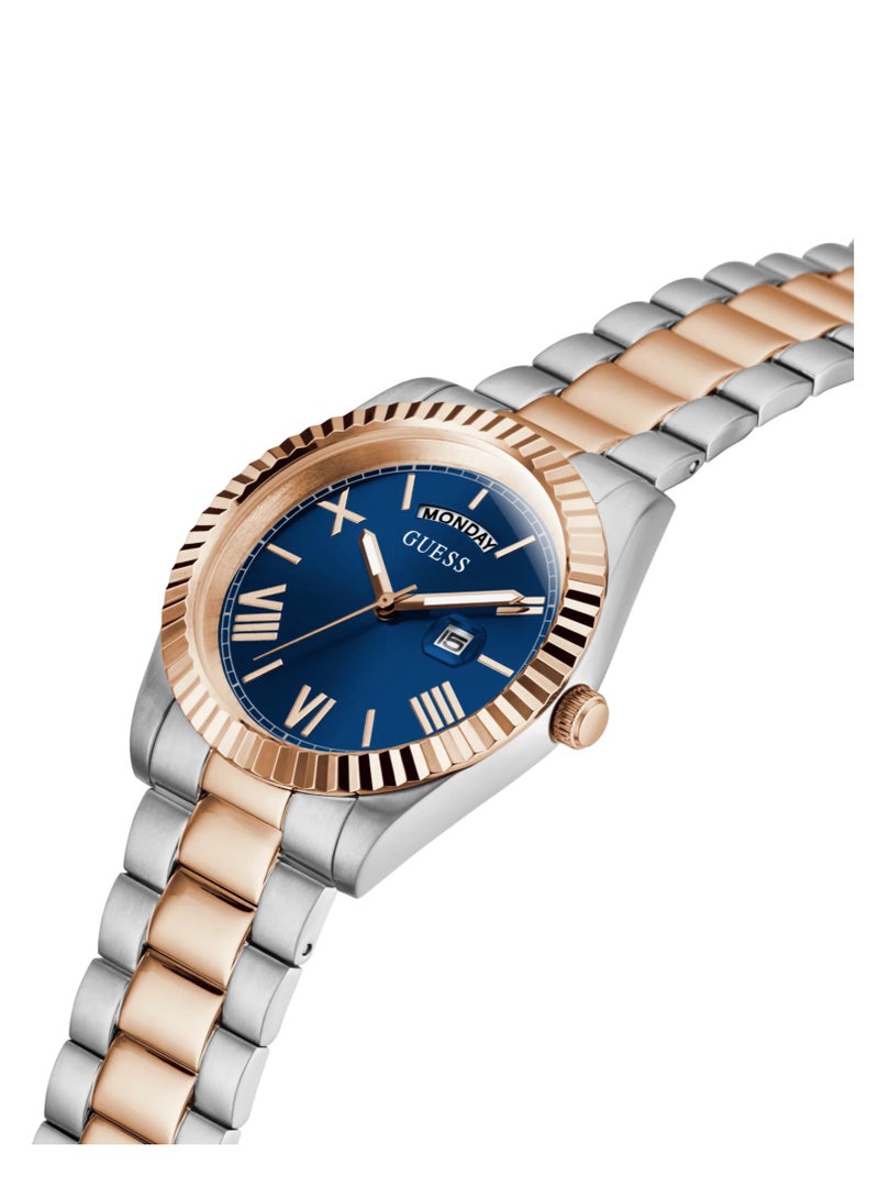 GUESS Men's Stainless Steel Analog Blue Dial Two-Tone Band Watch-GW0265G12 - Image 2