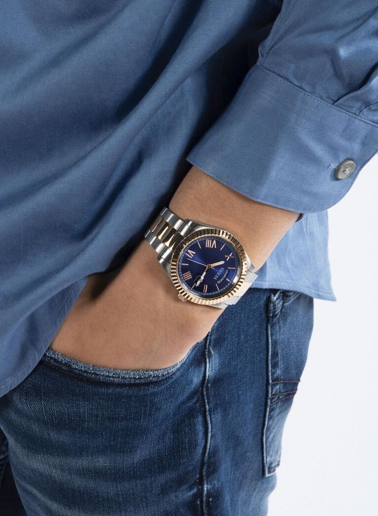 GUESS Men's Stainless Steel Analog Blue Dial Two-Tone Band Watch-GW0265G12 - Image 5
