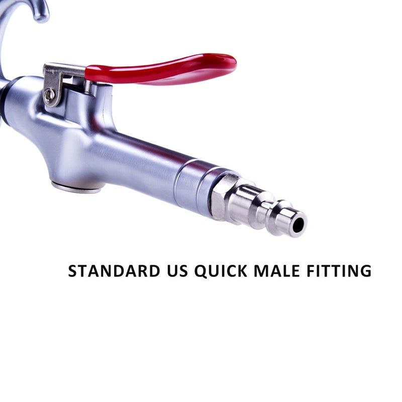 JASTIND High Volume Powerful Industrial Air Blow Gun, 17-26 Inch Extensible Stainless Steel Air Flow Nozzle, Pneumatic Air Compressor Accessories Tool, Extended Dust Air Blower Gun with 360 Degree Swivel Hook - Image 4