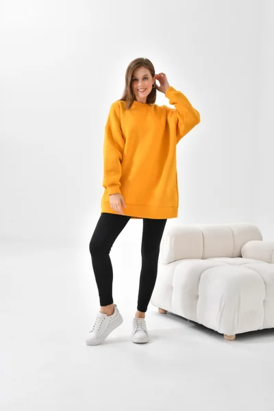 Garmi Ftz Women 3 Thread Raised Sweatshirt Mustard