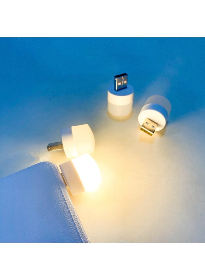 USB Night Light LED Light Usb Small Round Light Mobile Power Lamp Dormitory Portable Lamp USB Cold And Warm Lamp-Color:J Round-cold Light-Size:Pearlescent Bag  - Image 5