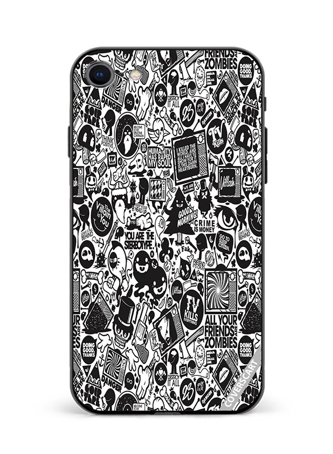 Protective Case Cover For Apple iPhone SE 2020 B And W Toons Design Multicolour