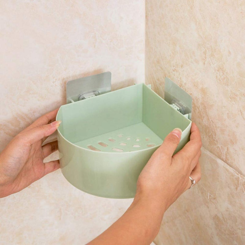 EKESHVAR EKESHVAR Wall Shelves Round Corner Kitchen Bathroom Shelf SelfAdhesive Sticker Hooks Multipurpose Wall Holder Bathroom Storage Rack Box Random Color2 Corner Shelves2 Shop Dish  - Image 3