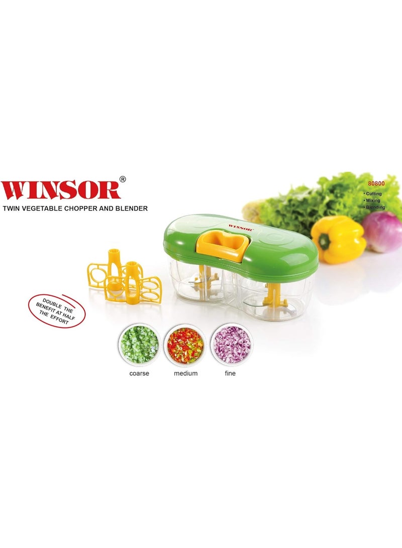 Winsor Twin Onion Chopper, Green - 2 in 1 Manual Vegetable Chopper and Slicer for Onions | Best Mini Chopper Food Processor for Home (Green) - Image 1