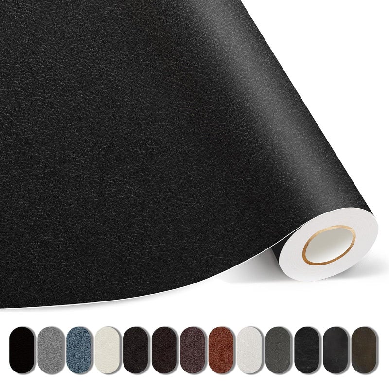Kangshoon Leather Repair Patches 17X79 Inch SelfAdhesive Leather Repair Tape Stretch Vinyl Repair Kit for Couch Furniture Sofas Car Seats Black 17X79 Inch - Image 2