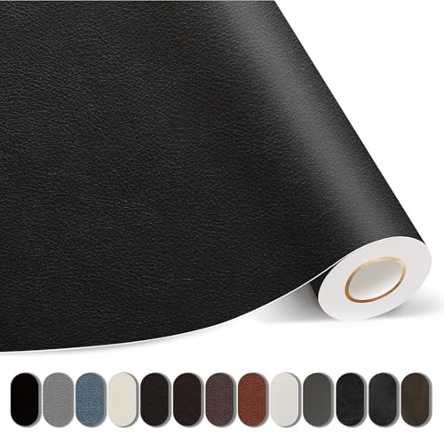 Kangshoon Leather Repair Patches 17X79 Inch SelfAdhesive Leather Repair Tape Stretch Vinyl Repair Kit for Couch Furniture Sofas Car Seats Black 17X79 Inch - Image 1