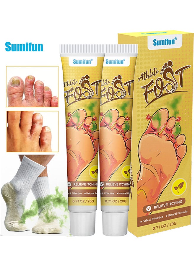 سوميفون 2PCS كريم القدم الرياضيين العمل المزدوج، كريم القدم رائحة القدم الرياضي، كريم مضاد للفطريات، كريم مضاد للبكتيريا لقدم الرياضيين، علاج التعقيم مكافحة العدوى إصلاح العناية بالقدم 20G - Image 1