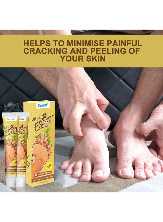 سوميفون 2PCS كريم القدم الرياضيين العمل المزدوج، كريم القدم رائحة القدم الرياضي، كريم مضاد للفطريات، كريم مضاد للبكتيريا لقدم الرياضيين، علاج التعقيم مكافحة العدوى إصلاح العناية بالقدم 20G - Image 4