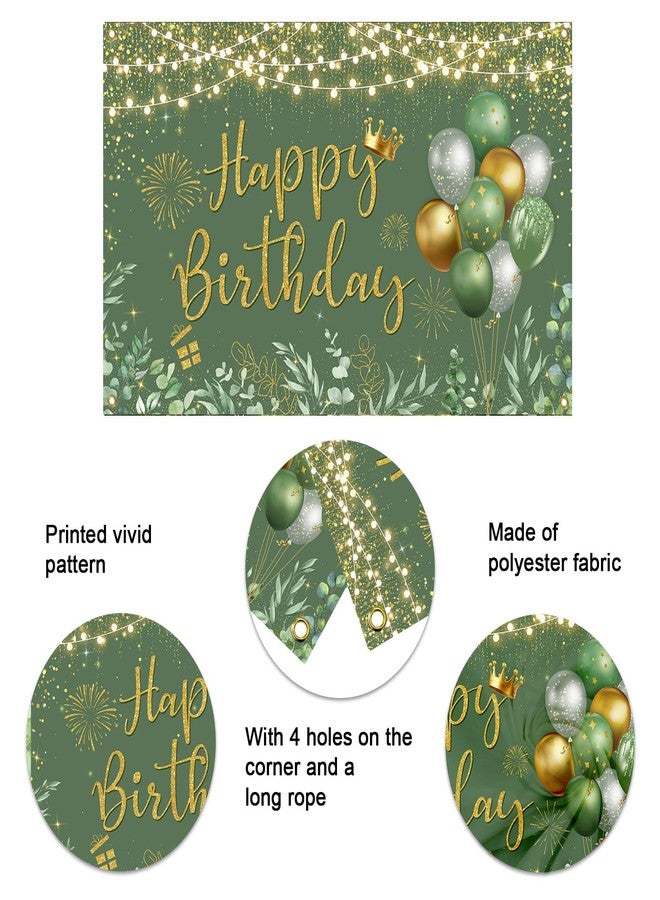 Mocsicka Green Happy Birthday Backdrop Banner Decorations for Women 6x3.6ft - Image 4