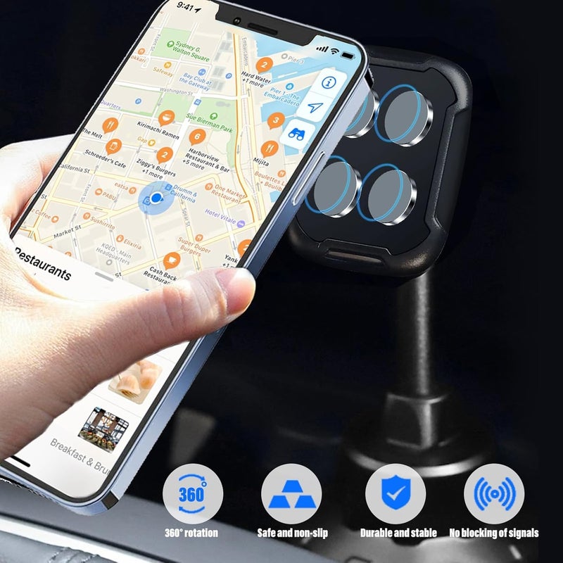 Khazna Car Cup Holder Phone Mount, Magnetic Adapt to 360° Rotation, Motorcycle Mount Holder, Freely and Adaptability, for iPhone 15 Pro Max, 14 13 Mini (Black) - Image 2