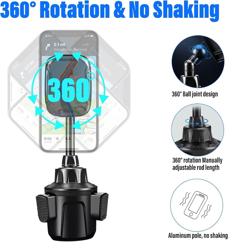 Khazna Car Cup Holder Phone Mount, Magnetic Adapt to 360° Rotation, Motorcycle Mount Holder, Freely and Adaptability, for iPhone 15 Pro Max, 14 13 Mini (Black) - Image 4