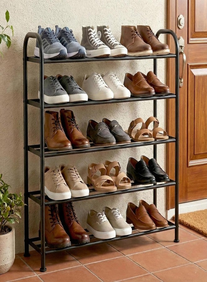 LACOSSI Metal Shoe Rack |5-Layer Shoe Stand for Home |Shoe Rack with Shelf, Folding Shoes Rack for Bedroom, Living Room,Entryway, Black,Footwear Stand for Home, Organizer (Mat Black) - Image 3