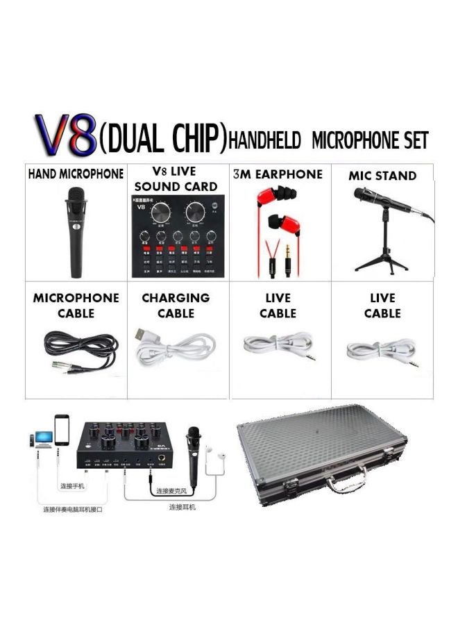 بطاقة صوت مع مجموعة ميكروفون V8 أسود - Image 3