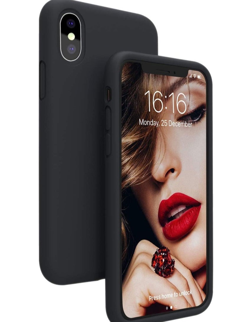 ELTRAZONE Case for iPhone Xs, [7FT Drop Protection] [Soft Anti-Scratch Microfiber Lining] Liquid Silicone Gel Rubber Phone Case, Full Body Drop Protection Cover Case, 5.8 inch, Black - Image 1
