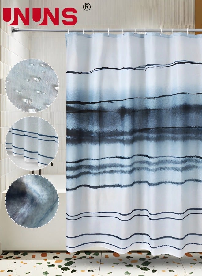 UNUNS Ocean Waves Shower Curtains,Shower Curtain For Bathroom,Stripe Abstract Modern Waterproof With Hooks,180x180cm - Image 1