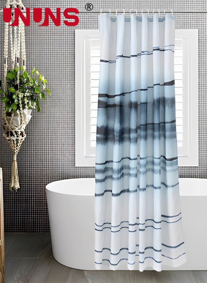 UNUNS Ocean Waves Shower Curtains,Shower Curtain For Bathroom,Stripe Abstract Modern Waterproof With Hooks,180x180cm - Image 2