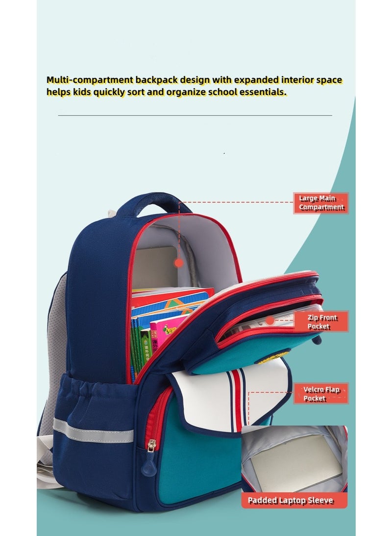 lebonaer Student Backpack with High Elastic Cushion 30mm Thickened Design for Spine Health Posture Correction Anti Hunchback Support Scientific Partition Multi Compartment Design for Classroom Supplies Easy Access Widened Decompression Straps Balanced Center of Gravity Even Shoulder Stress Relief Side Mesh Pockets for Water Bottles Reflective Strips for Night Safety Built in Emergency Whistle Top Handle and Double Shoulders Straps for Indoor Outdoor Use Professional Protection for Students School College Backpack Ergonomic Design Prevent Back Pain Heavy Book Load Support Durable School Bag Organizational Compartments Textbooks Storage Notebooks Pencil Cases Lunch Box Easy Organization Reflective Material Visibility Safety Whistle for Emergencies Outdoor Activities Hiking Camping Comfortable Carry Adjustable Straps Padded Back Support Lightweight Backpack Student Life Essential Classroom to Playground Versatile Use Youth Backpack Teen Backpack Kids School Bag Unisex Design for Boys and Girls Stu - Image 4