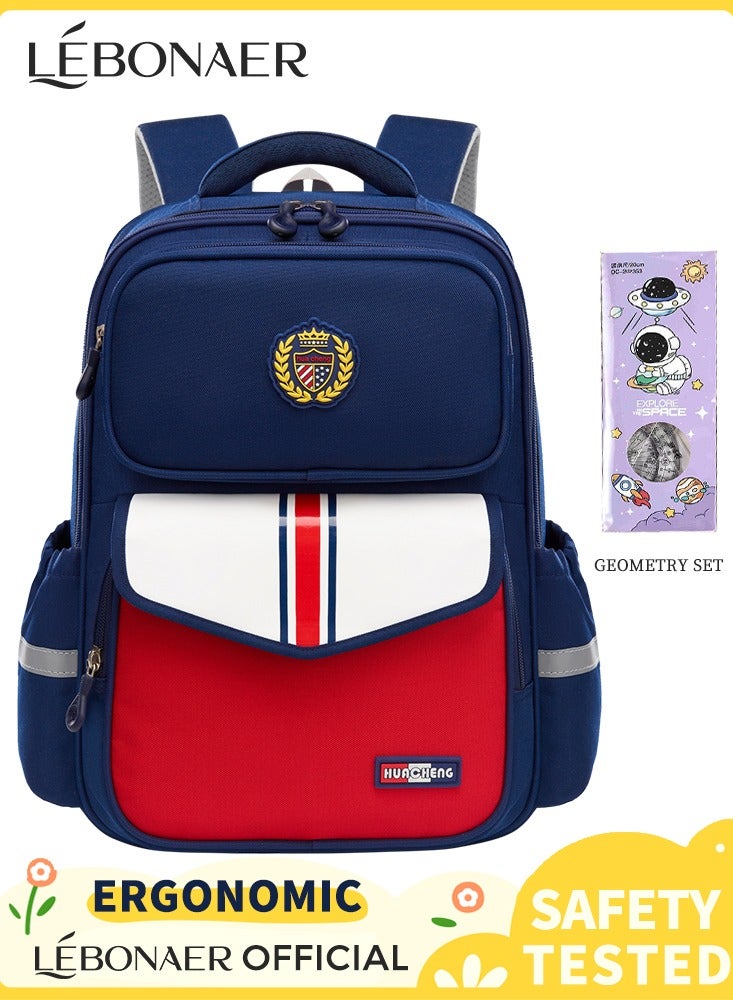 lebonaer Student Backpack with High Elastic Cushion 30mm Thickened Design for Spine Health Posture Correction Anti Hunchback Support Scientific Partition Multi Compartment Design for Classroom Supplies Easy Access Widened Decompression Straps Balanced Center of Gravity Even Shoulder Stress Relief Side Mesh Pockets for Water Bottles Reflective Strips for Night Safety Built in Emergency Whistle Top Handle and Double Shoulders Straps for Indoor Outdoor Use Professional Protection for Students School College Backpack Ergonomic Design Prevent Back Pain Heavy Book Load Support Durable School Bag Organizational Compartments Textbooks Storage Notebooks Pencil Cases Lunch Box Easy Organization Reflective Material Visibility Safety Whistle for Emergencies Outdoor Activities Hiking Camping Comfortable Carry Adjustable Straps Padded Back Support Lightweight Backpack Student Life Essential Classroom to Playground Versatile Use Youth Backpack Teen Backpack Kids School Bag Unisex Design for Boys and Girls Stu - Image 1