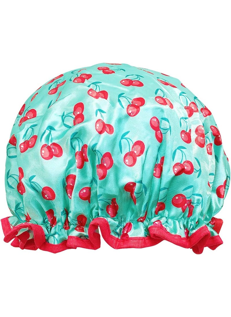allydrew allydrew Reusable Women's Waterproof Shower Caps for Long Hair, Cherries 