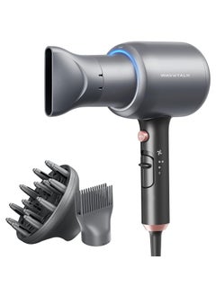 wavytalk Wavytalk Blow Dryer, Blown Away Ionic Hair Dryer for Curly Hair with Diffuser, 1875W Fast Drying Blow Dryer with Ceramic Technology, 3 Attachments for All Hair Types, Light and Quiet, Grey 