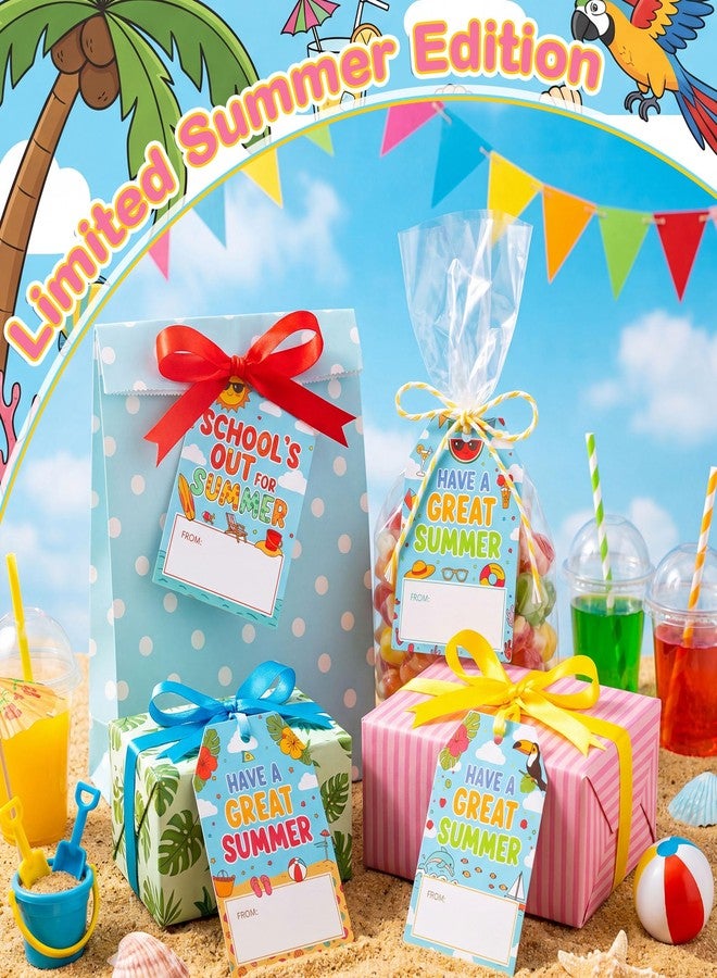 Tinlade 50 Pcs End of School Year Gift Tag School's Out for Summer Teacher Gifts Tags with String 3.35 x 2.17 Inch Have A Great Summer Paper Hangtags for Gift Wrapping Party Decoration - Image 4