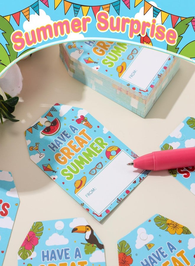 Tinlade 50 Pcs End of School Year Gift Tag School's Out for Summer Teacher Gifts Tags with String 3.35 x 2.17 Inch Have A Great Summer Paper Hangtags for Gift Wrapping Party Decoration - Image 5