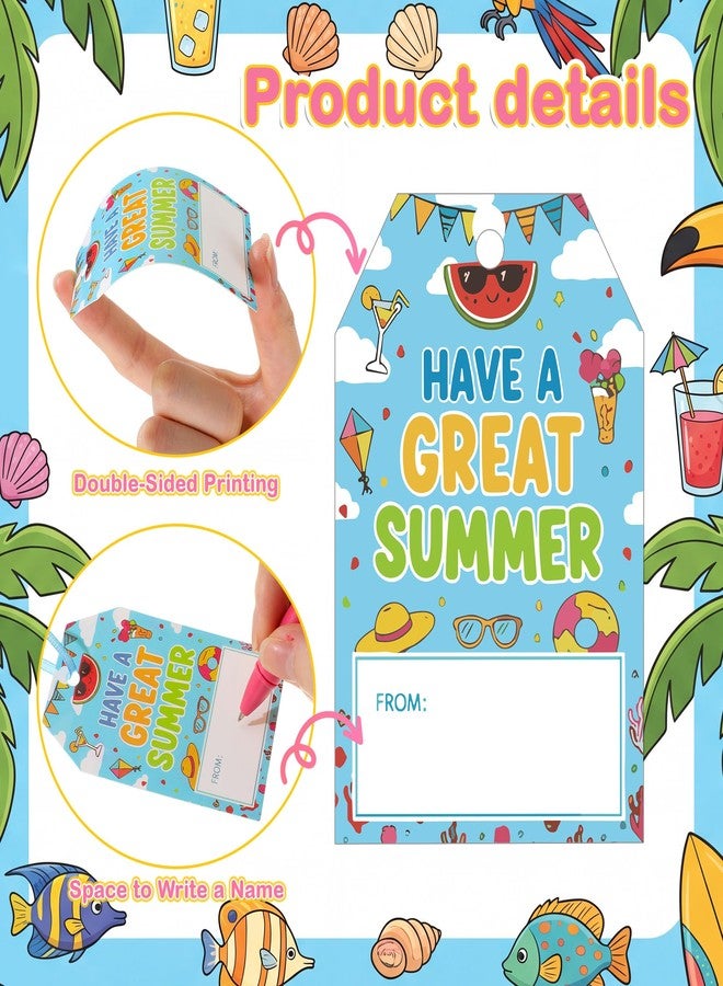 Tinlade 50 Pcs End of School Year Gift Tag School's Out for Summer Teacher Gifts Tags with String 3.35 x 2.17 Inch Have A Great Summer Paper Hangtags for Gift Wrapping Party Decoration - Image 3