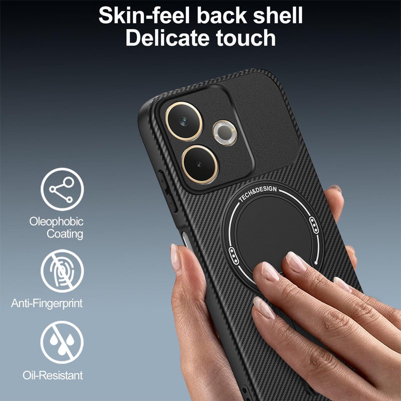 erorex For OPPO A5 Pro 5G / 4G Global Carbon Fiber Texture MagSafe Phone Case with Holder(Grey) - Image 5