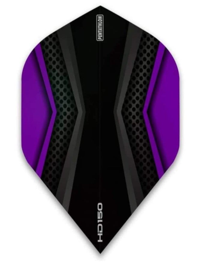 US Darts Pentathlon HD150 Purple/Black Standard Dart Flights - 3 Sets (9 Flights) - 150 Micron Ex-Tough