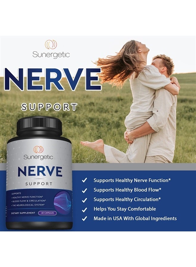 Sunergetic Premium Nerve Support Supplement – with Alpha Lipoic Acid (ALA) 600 mg, Acetyl-L-Carnitine (ALC) & Benfotiamine - Nerve Support Formula for Healthy Circulation, Feet, Hands & Toes - 60 Capsules - Image 4