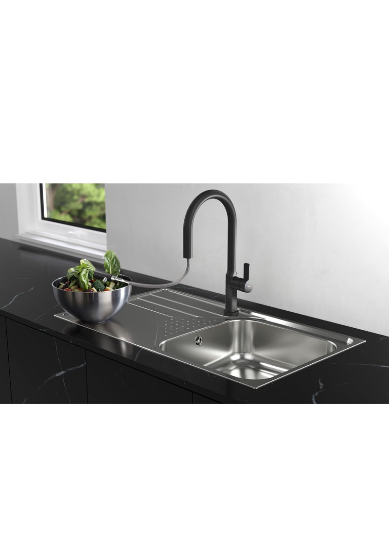 TEKA - Oval Design Single Lever Kitchen Tap with Swivel Spout, Anti-Scale Aerator, and Pull-Out Dual Spray Functions OVAL 9382 - Image 1