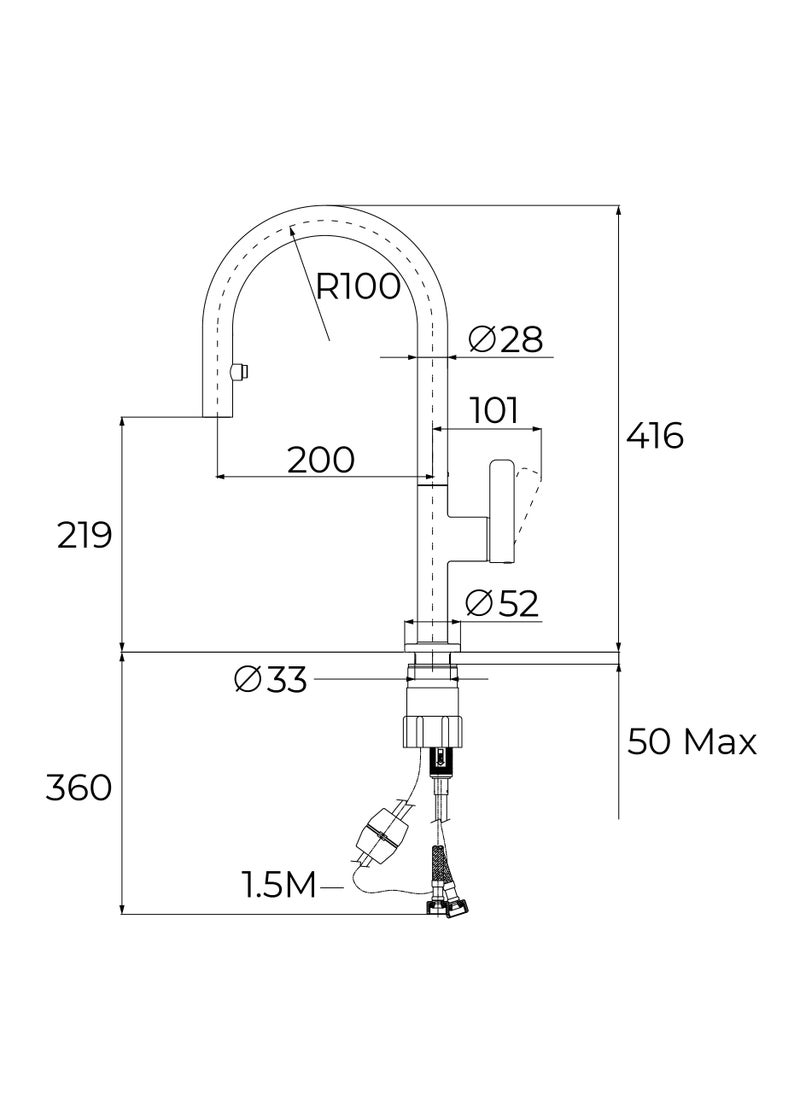 TEKA - Oval Design Single Lever Kitchen Tap with Swivel Spout, Anti-Scale Aerator, and Pull-Out Dual Spray Functions OVAL 9382 - Image 1
