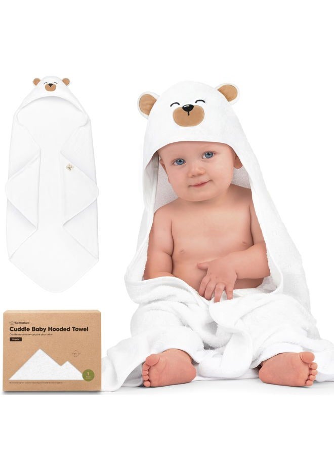 KeaBabies Hooded Baby Towel for Newborn - Viscose Derived from Bamboo Large Baby Bath Towels with Hood for Boys, Girls, Toddler, Extra Absorbent & Soft Newborn Bath Essentials (Grizzly, Regular)