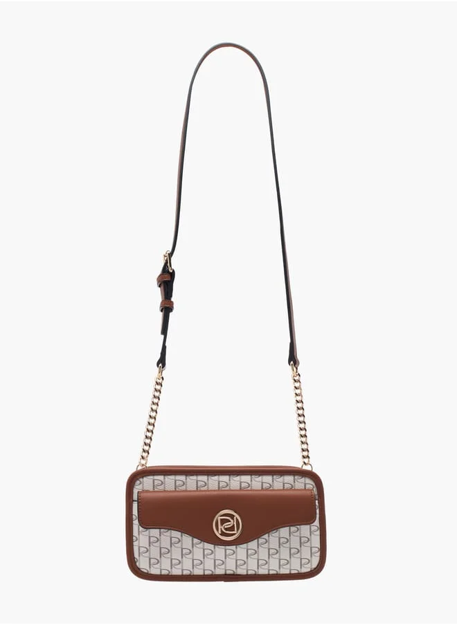 بابريكا Women Monogram Print Crossbody Bag with Adjustable Strap and Zip Closure