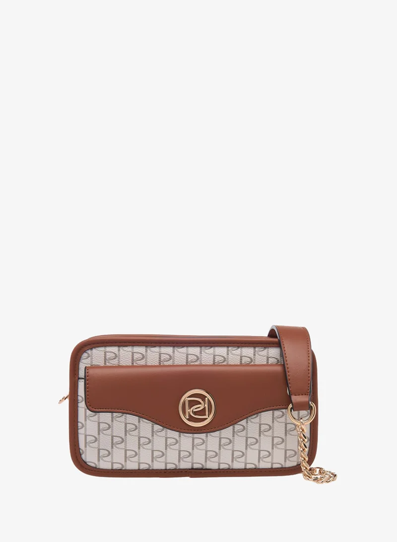 Paprika Women Monogram Print Crossbody Bag with Adjustable Strap and Zip Closure