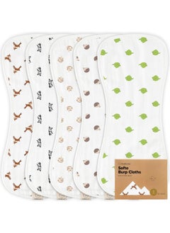 KeaBabies 5-Pack Muslin Baby Burp Cloths - Organic White Bamboo Cotton Burp Cloth - Burp Rags - Neutral Burp Clothes for Baby Boy, Girl, Newborn, Unisex - Large Absorbent Muslin Burp Cloths  - Image 1